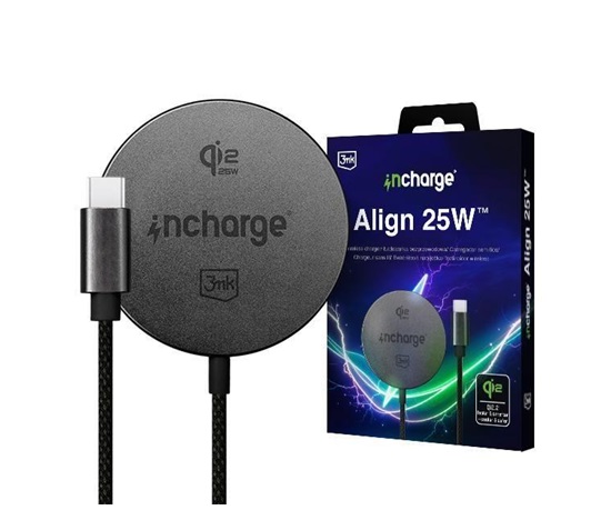 3mk napájecí adaptér InCharge Align Qi2.,2 25W pro Apple, černá