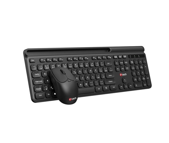 BAZAR - C-TECH klávesnice s myší WLKMC-05B, Bezdrátový set 2.4GHz, CZ, Černá, poškozený obal