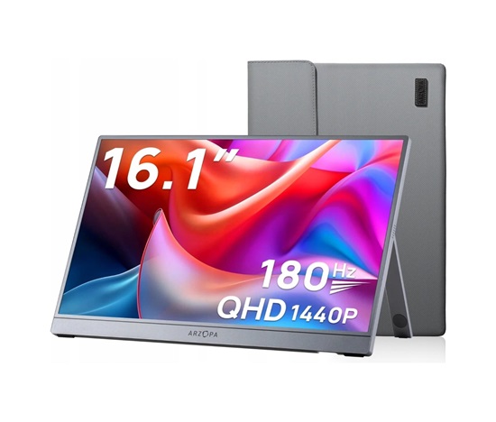 Arzopa Z3FC Portable Monitor 16.1" 180hz IPS 2K 1440P Metal Housing Přenosný monitor + pouzdro