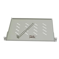 BAZAR - LEXI-Net 19" police s perforací 1U/650mm, nosnost 45kg, zadní nastavitelný úchyt, šedá - prohnutá