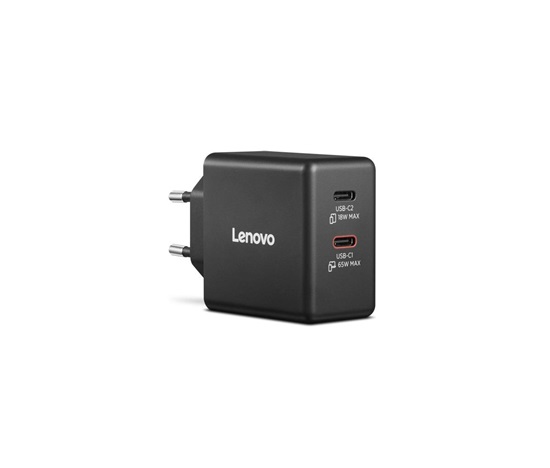 LENOVO napájecí adaptér Dual USB-C 65W GaN Charger Black - EU
