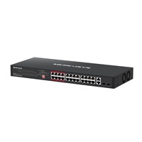 MERCUSYS switch MS126CP (24x100Mb/s,24xPoE+,2xGbE/SFPcombo,295W)