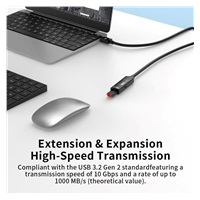 PremiumCord USB-C 3.2 Gen 2 repeater a prodlužovací kabel Male-Female, 10Gbps Aluminium 5m