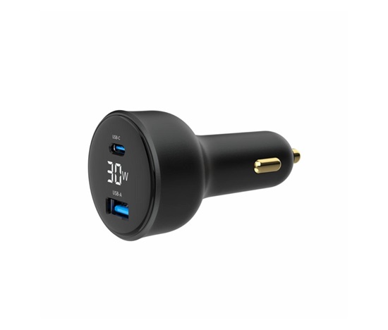 GEMBIRD Nabíječka do auta, 1x USB, 1xUSB-C, rychlo-nabíječka, QC3.0, 30 W, černá