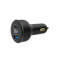 GEMBIRD Nabíječka do auta, 1x USB, 1xUSB-C, rychlo-nabíječka, QC3.0, 65 W, černá