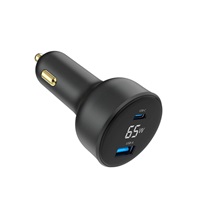GEMBIRD Nabíječka do auta, 1x USB, 1xUSB-C, rychlo-nabíječka, QC3.0, 65 W, černá