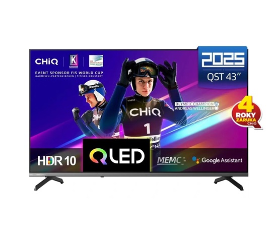 BAZAR - CHiQ U43QST TV 43", UHD, QLED, ultratenká, Google TV, DLG 120 Hz, Dolby Audio, Frameless, metalická - Poškozený
