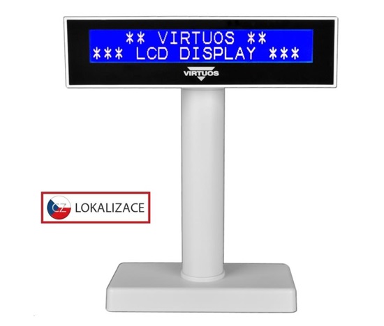 Virtuos LCD zákaznický displej Virtuos FL-2026MB 2x20, USB, bílý