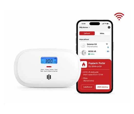 X-Sense XC0C-iR Wi-fi detektor oxidu uhelnatého s vyměnitelnou baterií