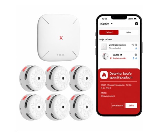 X-Sense FS61 (6+1) Sada 6 bezdrátových detektorů kouře XS01-M s centrální jednotkou SB550