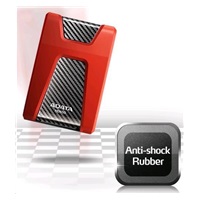 BAZAR - ADATA Externí HDD 1TB USB 3.1 DashDrive Durable HD650, červený (gumový, nárazu odolný) - Poškozený obal (Komplet
