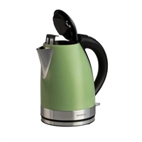 Orava VK-3217 GK, nerezová varná konvice 1,7 l, khaki zelená, 2000 W, otočný podstavec, LED signalizace
