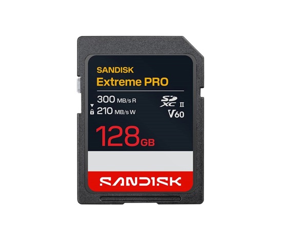 SanDisk SDXC karta 128GB Extreme PRO (R:300/W:210 MB/s, Class 10, UHS-II, V60)