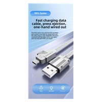 PremiumCord USB-C kabel s tlačítkem pro odpojení USB-C jednou rukou, rychlé nabíjení 6A, bavlněný oplet 2m