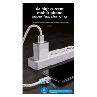 PremiumCord USB-C kabel s tlačítkem pro odpojení USB-C jednou rukou, rychlé nabíjení 6A, bavlněný oplet 2m