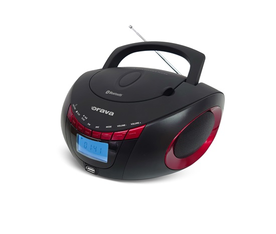 Orava RCD-813 R Přenosný CD/USB přehrávač s rádiem a Bluetooth, červeno-černý
