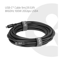 Club3D Kabel USB-C, 100W, 9m, 8k60Hz, 20Gbps, černá