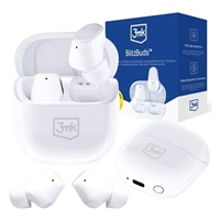 3mk Bezdrátová stereo sluchátka BlitzBuds white, nabíjecí pouzdro, bílá