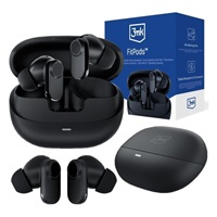 3mk Bezdrátová stereo sluchátka FitPods black, nabíjecí pouzdro, černá