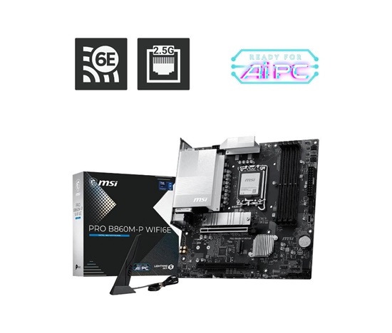 MSI MB Sc LGA1851 PRO B860M-P WIFI6E, Intel B860, 4xDDR5, WiFi, 2xDP, 1xHDMI, 1xVGA, mATX