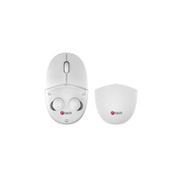 C-TECH myš s TWS sluchátky Dual mode WLM-21, bezdrátová, BT5.0 + 2,4GHz, 1600DPI, 3 tlačítka, USB nano receiver, bílá