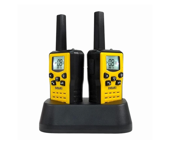 EVOLVEO FreeTalk 2W, PMR vysílačka s výkonem 0,5 a 2W, žlutočerná