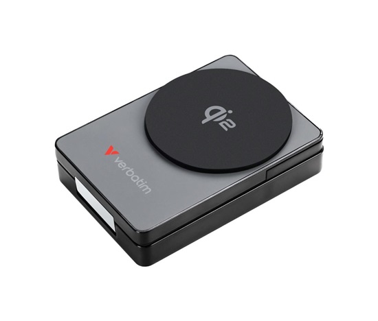VERBATIM Powerbanka Charge 'n' Go Qi2, Magnetická, 10000 mAh, USB-C, Šedá