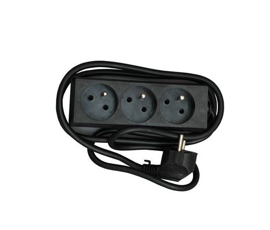 Konnoc DX-3F 3m trojzásuvka ČERNÁ