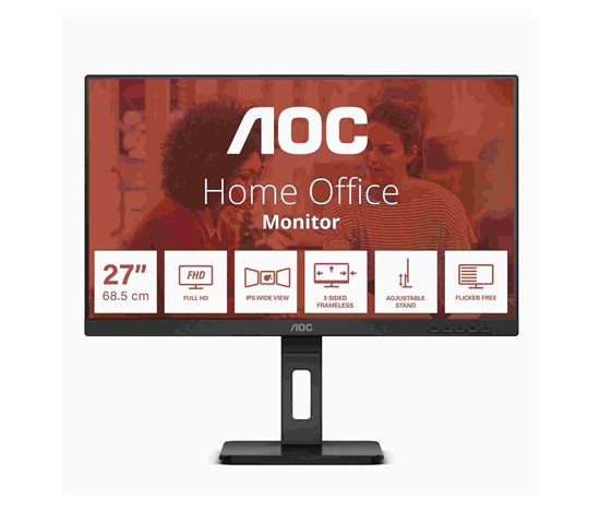 BAZAR - AOC MT IPS LCD WLED 27" 27E3QAF - IPS panel, 1920x1080, D-Sub, HDMI, DP, repro, pivot - Po opravě (Komplet)