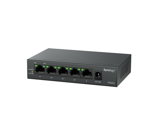 Synology switch PS500 (5xGbE,4xPoE+,60W,fanless)