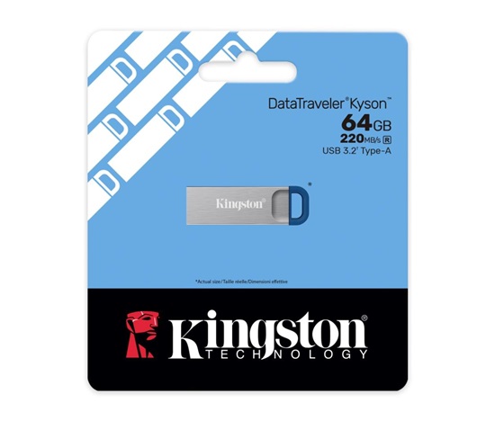 Kingston Flash Disk 64GB USB3.2 Gen 1 DataTraveler Kyson, R:220MB/s