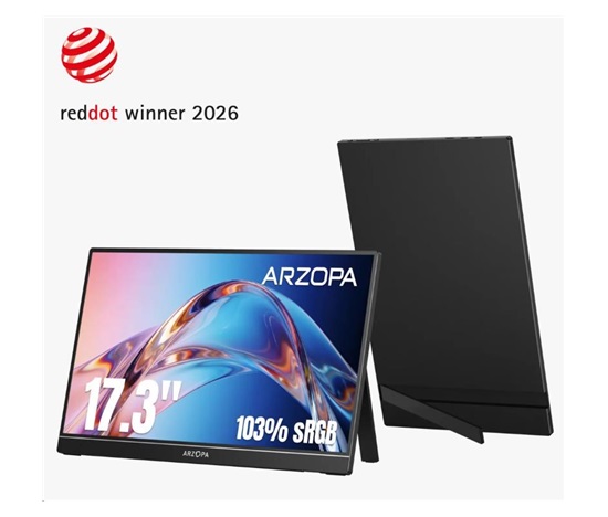 Arzopa A1M Portable Monitor 17.3" IPS Full HD 1080p Metal Housing Přenosný monitor, černý