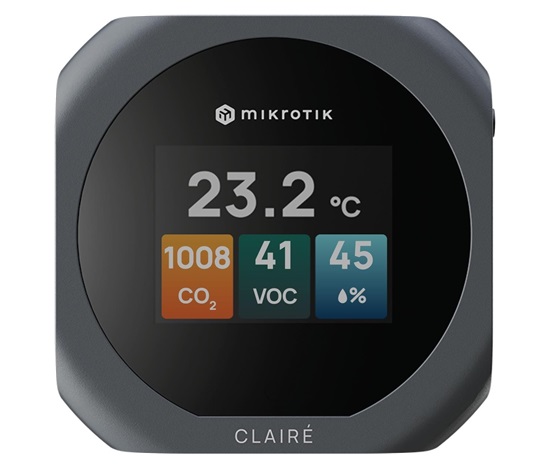 MikroTik IAQM-THC2V-G, CLAIRÉ Lite monitor kvality vzduchu, šedý
