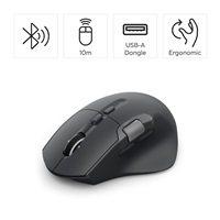 Hama Ergo myš "WM-900" pro více zařízení, bezdrátová/BT, LED, černá