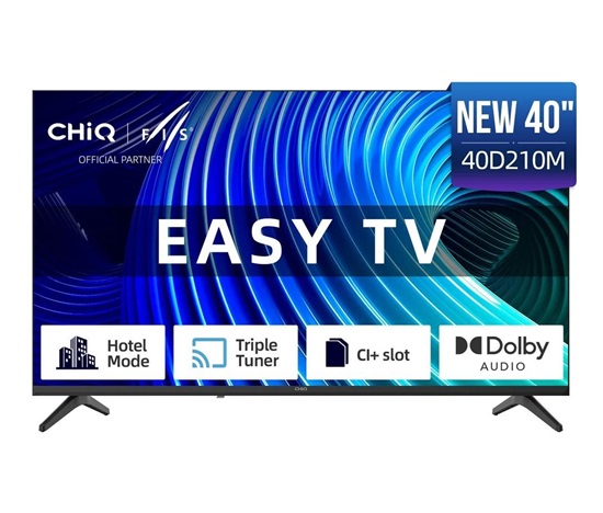 CHiQ 40D210M TV 40", FHD, klasická TV, ne-smart, hotelový mód, Dolby Audio, Frameless, metalická
