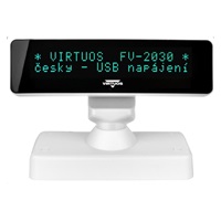 POŠKOZENÝ OBAL - Virtuos VFD zákaznický displej Virtuos FV-2030W 2x20 9mm, USB, bílý