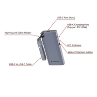 VERBATIM externí SSD 512GB Metal Pocket SSD, USB-C, Šedá