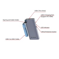 VERBATIM externí SSD 256GB Metal Pocket SSD, USB-C, Modrá