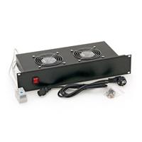 TRITON 19" ventilační jednotka, 2 ventilátory-230V/70W, termostat, černá