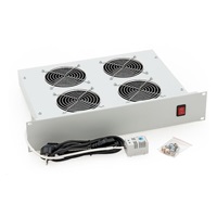 TRITON 19" ventilační jednotka, 4 vent.-230V/140W, termost.,černá,mezi komponenty