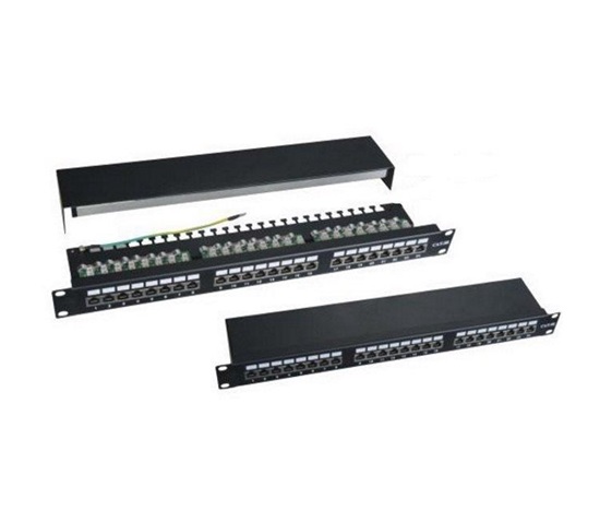 19" Patch panel XtendLan 24port, STP, Cat5E, duální svorkovnice, černý