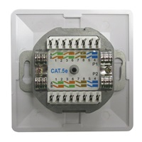 Zásuvka STP 2x RJ45 Cat5E, duální svorkovnice, pod omítku