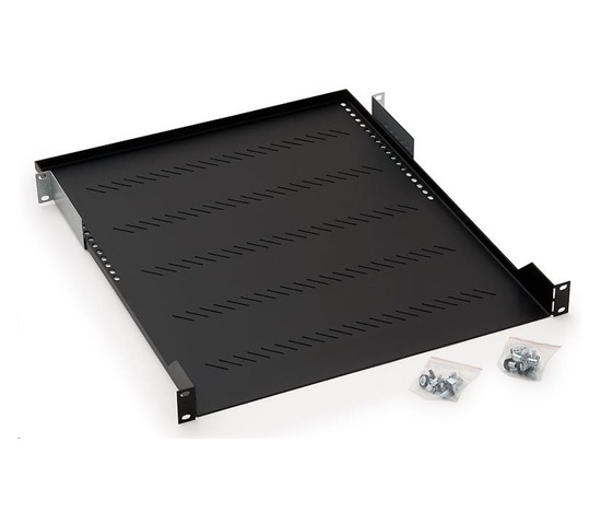 TRITON Police s perforací 19", 1U/650mm, nosnost 40kg, černá