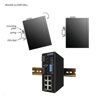 Planet switch ISW-801T, 8x 10/100, DIN,IP30, rozšířený teplotní rozsah -40~75 st.C