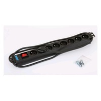 TRITON 19" rozvodný panel 8x230V - 2m, vypínač, černý