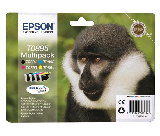 EPSON ink čer+bar Stylus "Opice" S20/SX100/SX200/SX400 (T0895) multipack