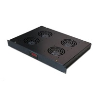 19" ventilační jednotka XtendLan, 4 ventilátory, LCD display, termostat, hloubka 350mm, černá