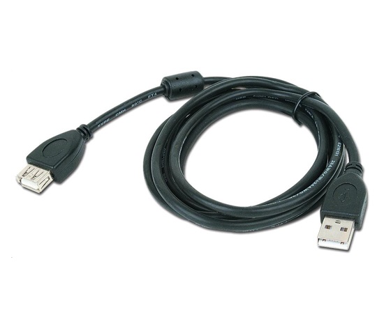 GEMBIRD Kabel USB 2.0 A-A prodlužovací 1,8m Premium (černý, ferit, zlacené kontakty)