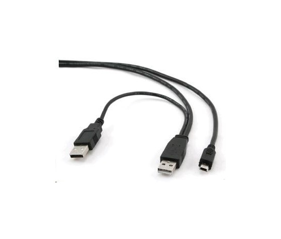 GEMBIRD Kabel USB 2.0 A-Mini B (5pin) propojovací 0,9m DUÁLNÍ (extra napájení)