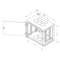 TRITON 19" jednodílný rozvaděč 9U/400mm, odnímatelné boční kryty